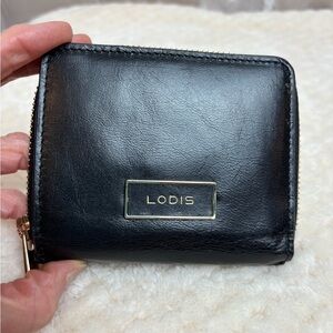 Lodis Black Leather Zip Around RFID Protection Wallet